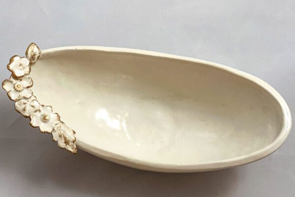 Oval Bowl Petite Fleur (White with White Flowers)