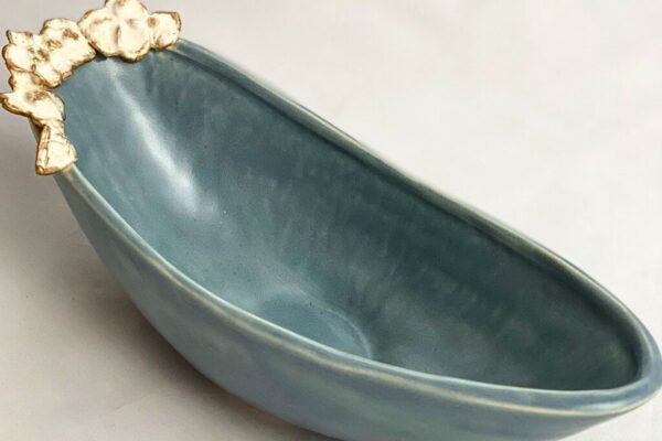 Oval Bowl (Sky Blue with White Flowers)