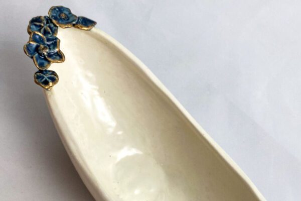 Oval Bowl (White with Blue Flowers)