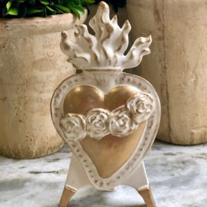 Immaculate Heart of Mary on Easel (White on Gold Heart)