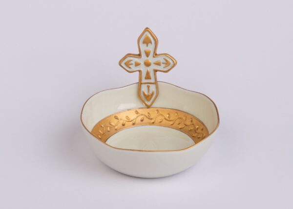 Small Porcelain Cross Bowl (Ivory or French Blue) - Image 3