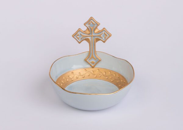Small Porcelain Cross Bowl (Ivory or French Blue) - Image 4