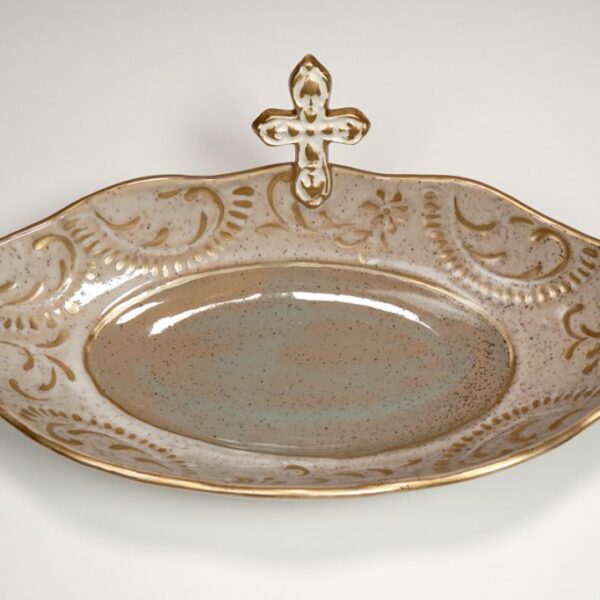 Cross Prayer Bowl (Large/Ivory-French Blue Interior) Online Only