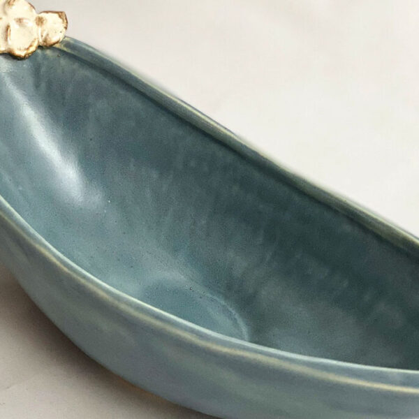 Oval Bowl (Sky Blue with White Flowers)