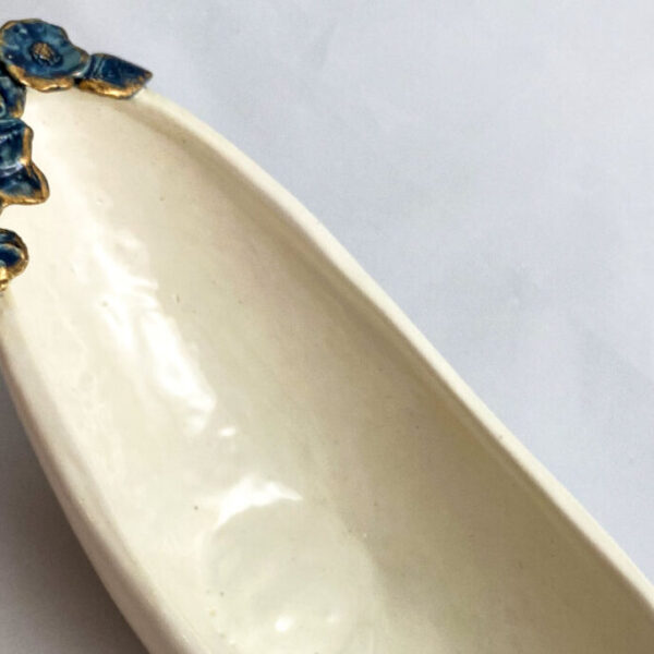 Oval Bowl (White with Blue Flowers)