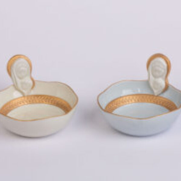 Ave' Maria Bowl in Ivory and French Blue Porcelain